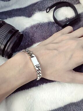 3/$35 NEW Silver Tone Cuban Link Chain Bracelet Box Clasp